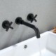 Cross Handles Bathtub Tap Black Wall Mounted Bathroom Faucet