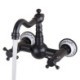 ORB Oil-rubbed Bronze Double Handles Wall Mount Kitchen Faucet