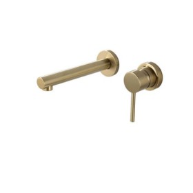 Wall Mounted Brushed Gold Brass Basin Tap with Single Handle