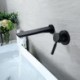 Bathroom Single Handle Basin Tap in Black Brass Wall Mounted Faucet