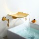 Bathroom Waterfall Faucet Wall Mount Sink Tap in Gold