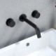 2 Handles Black Wall Mount Bathroom Sink Tap