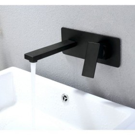 Wall Mounted Bathroom Mixer Bathtub Tap Single Handle Black Baking Basin Faucet