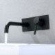 Black Wall-Mount Sink Faucet with 2 Holes and 1 Handle for Bathroom