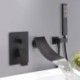 Elegant Bathtub Mixer with Hand Shower Chrome/Black Black Wall Mount Waterfall Tub Faucet