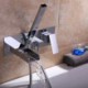 Chrome Wall-Mount Bathtub Tap with Handheld Shower Contemporary Waterfall Tub Faucet