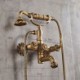 Wall Mounted Tub Mixer with Hand Sprayer in Antique Brushed Brass Clawfoot Bathtub Faucet