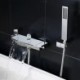 Waterfall Bath and Shower Mixer Tap Chrome/Black Wall Mount Bath Tub Filler Faucet Set