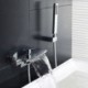 Waterfall Bath and Shower Mixer Tap Chrome/Black Wall Mount Bath Tub Filler Faucet Set