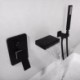 Chrome/Black LED Tub Faucet Contemporary Waterfall Bathtub Tap with Hand Shower