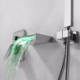 Chrome/Black LED Tub Faucet Contemporary Waterfall Bathtub Tap with Hand Shower