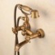 Antique Brushed Finish Bathtub Faucet With Hand Sprayer Classic Wall Mounted Bath Tap Filler