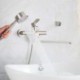 Bathtub Faucet in Brushed Stainless Steel with Wall Mounted Supercharged Handheld Shower