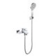 Modern Single Handle Wall Bathtub Filler With Hand Shower Wall Mounted Tub Faucet