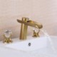 Split Dual Handle Waterfall Brass Basin Tap Bathroom Sink Faucet