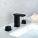 Split Double Handles Waterfall Black Basin Faucet Countertop Tap (Tall)