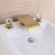 Split Curved Bathroom Sink Faucet with Waterfall Brass Basin Tap