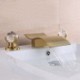 Split Curved Bathroom Sink Faucet with Waterfall Brass Basin Tap