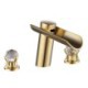 Split Dual Handle Waterfall Brass Basin Tap Bathroom Sink Faucet