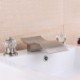 Split Curved Bathroom Sink Faucet with Waterfall Brass Basin Tap