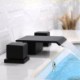 Waterfall Widespread Matte Black Square Basin Faucet Bathroom Sink Tap