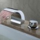 Solid Brass Chrome Finish LED Waterfall Widespread Bathroom Sink Faucet