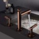 Deck Mounted Modern Widespread Bathroom Sink Faucet Dual Handles Basin Mixer Tap