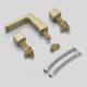 Dual Handles Brass Basin Faucet Brushed Gold Anti-Fingerprint Tap