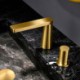 Deck Mounted Golden Brass Basin Mixer Tap Bathroom Countertop Faucet