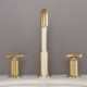 Swivel Split Tap Dual Handles Basin Faucet in Brushed Gold