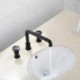 Basin Faucet Industrial Style Black Basin Tap Brass Dual Circle Handles