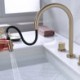 Modern Dual Handles Vessel Sink Faucet with Pull-Out Split Brass Basin Tap