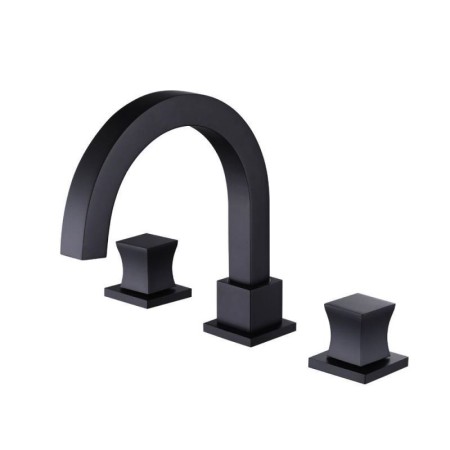 Square Brass Basin Mixer Tap Split Dual Handles Countertop Faucet in Black/Chrome