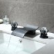 Black Brass Waterfall Bathroom Faucet Basin Mixer Tap