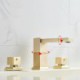 Bathroom Sink Tap Square Brushed Gold Basin Faucet Brass Swivel Spout