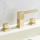 Bathroom Sink Tap Square Brushed Gold Basin Faucet Brass Swivel Spout