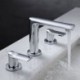 Deck Mounted Modern Widespread Bathroom Sink Faucet Dual Handles Basin Mixer Tap