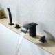 5 Piece/Set Waterfall Black Brass Bathtub Faucet with Handheld Shower