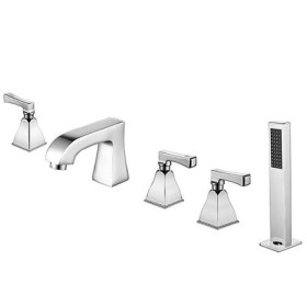 Widespread Garden Bath Tap Deck Mounted Chrome/Gold 3 Handles Roman Tub Faucet Set