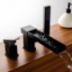 Deck-Mount Waterfall Bathtub Tap in Solid Black with Handshower