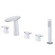 White Bathtub Faucet Deck Mounted 3 Handle Tub Mixer Tap with Hand Sprayer