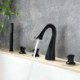 Deck Mounted Tap Modern Black Bathtub Faucet Triple Handles Bathroom Tub Tap