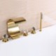 Golden Brass Curved Waterfall Spout Tub Filler with Handheld Sprayer Split Bathtub Faucet