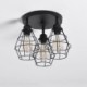 3 Light Metal Cage Ceiling Lamp Industrial Flush Mount Ceiling Light Fixture