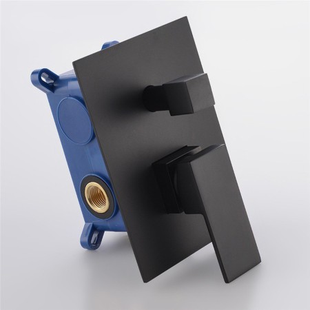 Solid Brass Shower Valve in Black Modern Square Shower Valve