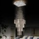 For Duplex Stairs, Modern Square Crystal Chandelier Contemporary Elegant Ceiling Light Fixture