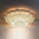 Wave Band Living Room Lobby European Style LED Flush Mounted Round Crystal Chandelier