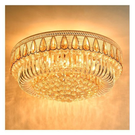 Living Room Lobby Modern Simple LED Flush Mounted Round Crystal Chandelier