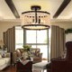 3-Light Ceiling Lighting For Entryway Foyer Wood Bead Ceiling Lamp