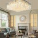 Modern White Shell Ceiling Light Fixture Flush Mount Bedroom Chandelier